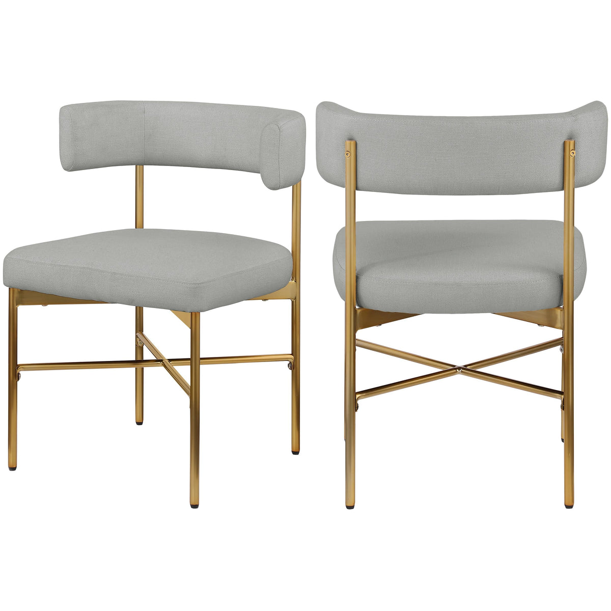 Meridian Rivage Light Grey Durable Linen Textured Fabric Dining Chair