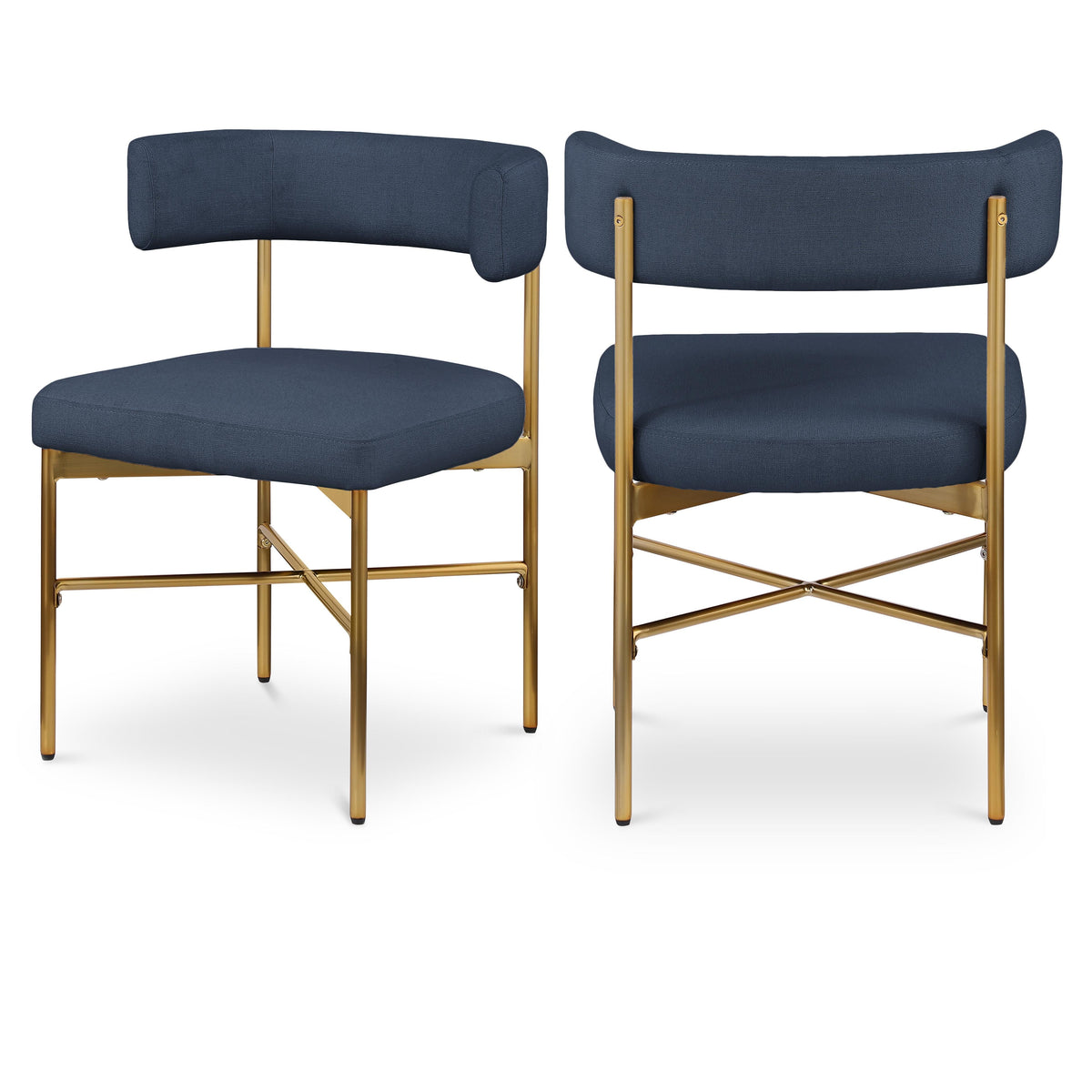 Meridian Rivage Deep Navy Durable Linen Textured Fabric Dining Chair