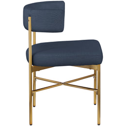 Meridian Rivage Deep Navy Durable Linen Textured Fabric Dining Chair