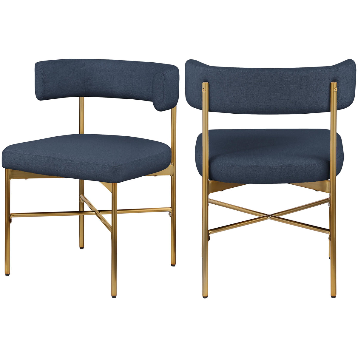 Meridian Rivage Deep Navy Durable Linen Textured Fabric Dining Chair