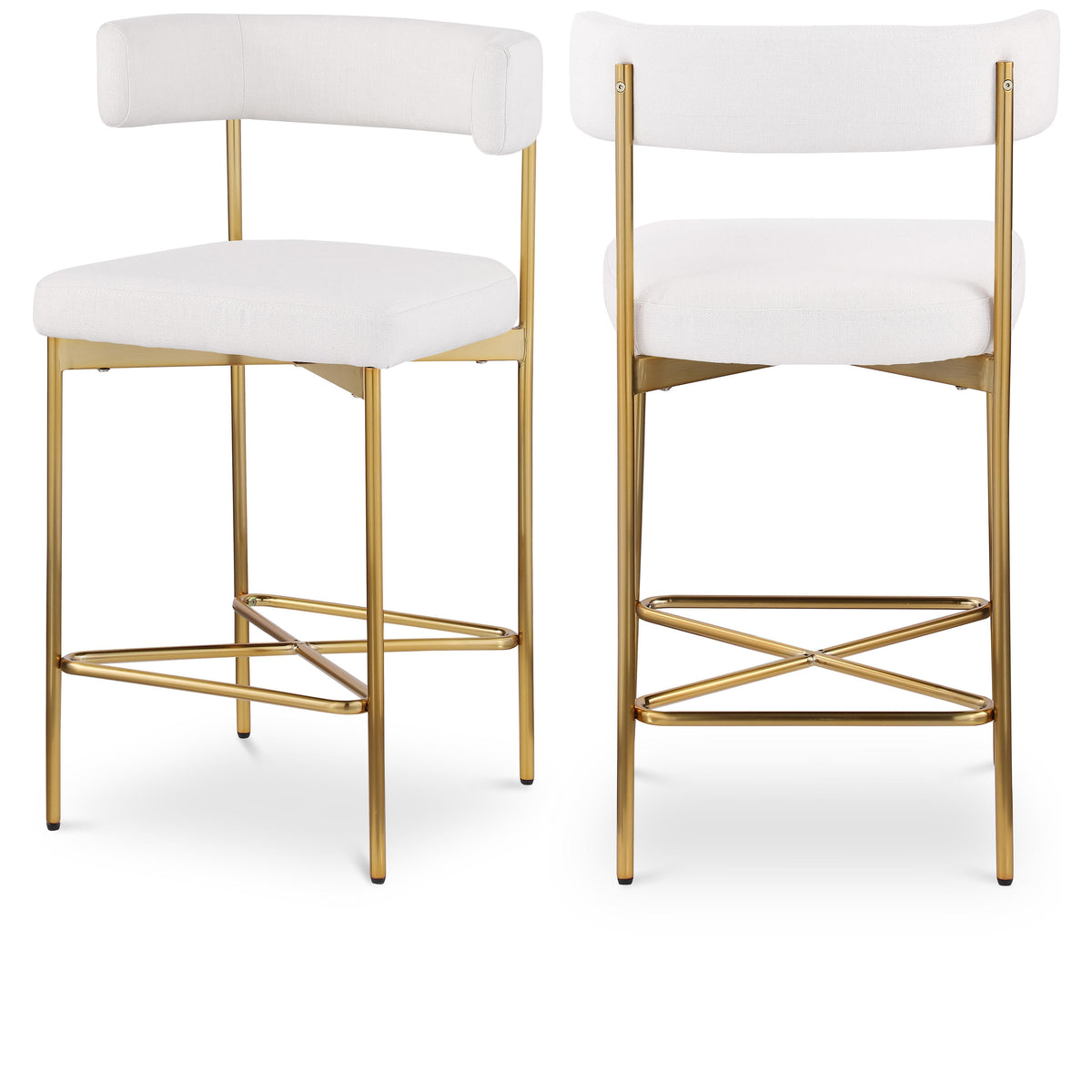 Meridian Rivage Cream Durable Linen Textured Fabric Stool