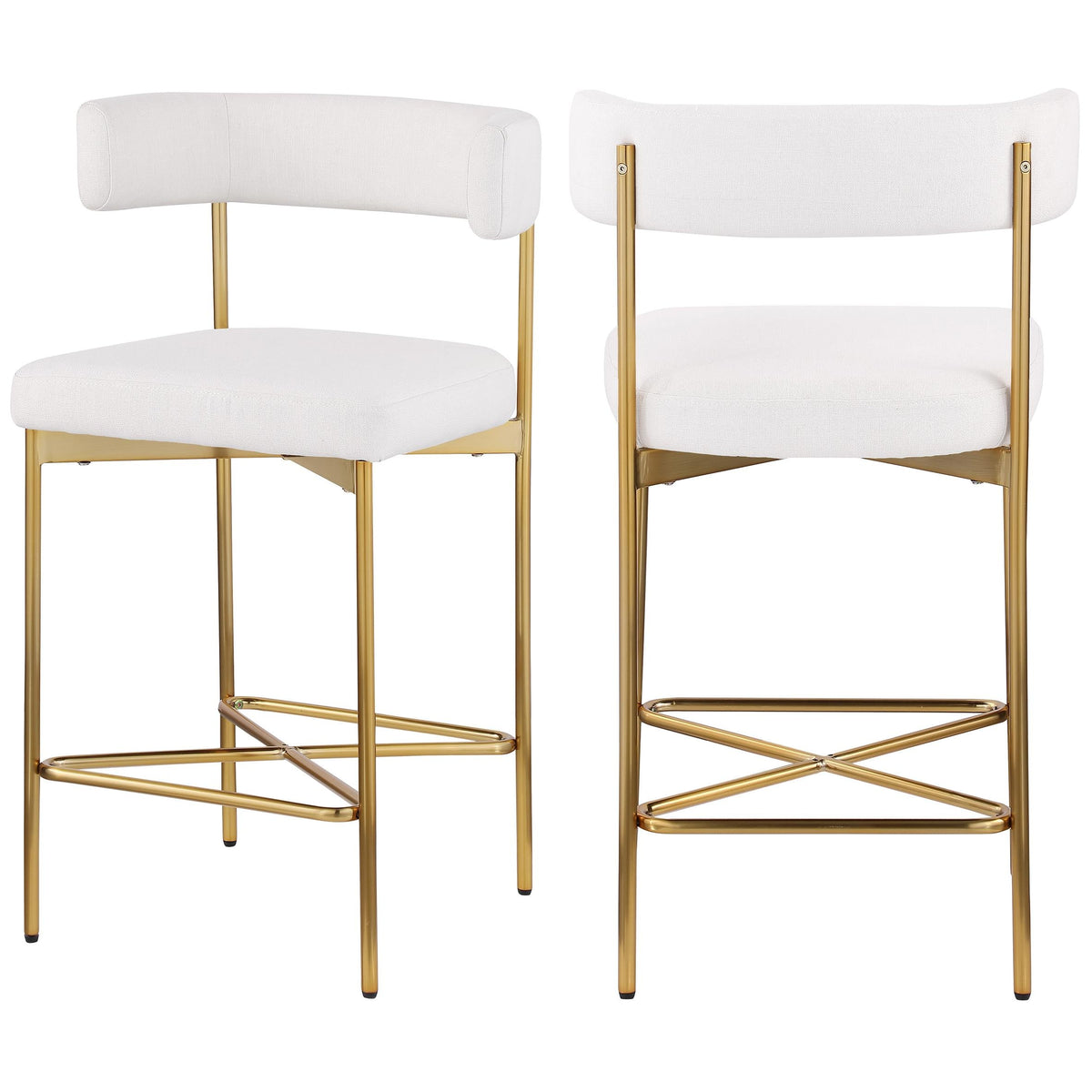 Meridian Rivage Cream Durable Linen Textured Fabric Stool
