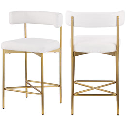 Meridian Rivage Cream Durable Linen Textured Fabric Stool