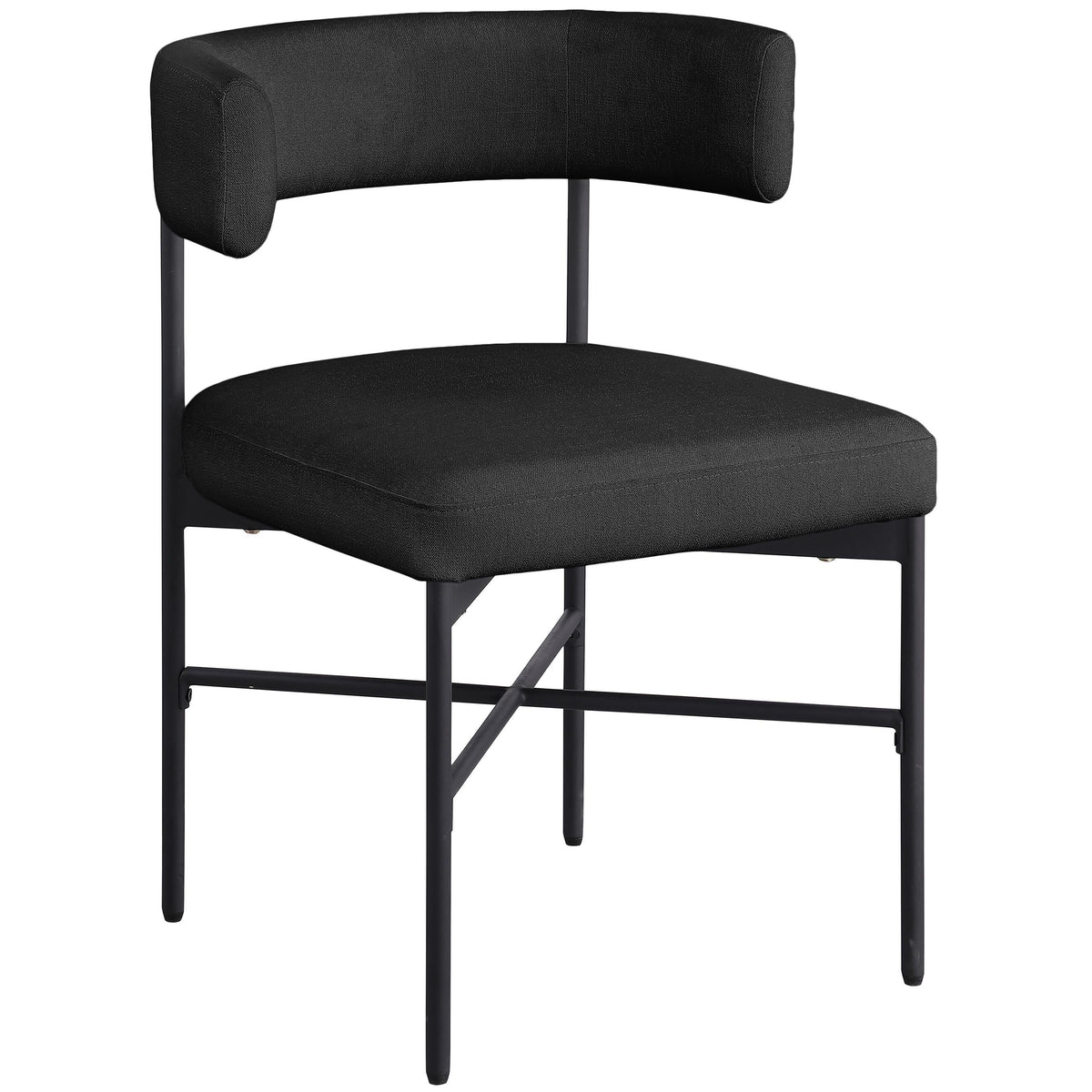 Meridian Rivage Black Durable Linen Textured Fabric Dining Chair