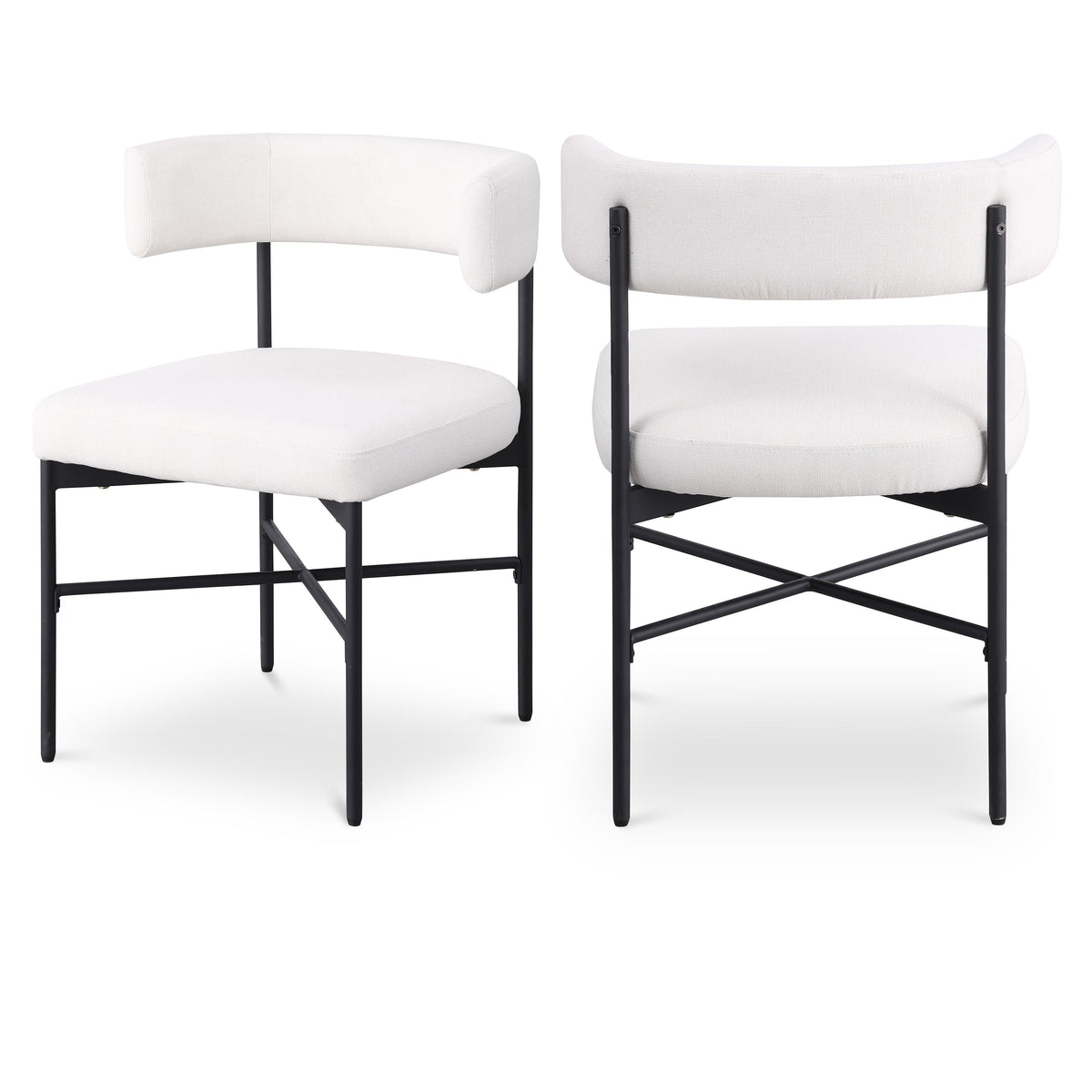 Meridian Rivage Cream Durable Linen Textured Fabric Dining Chair