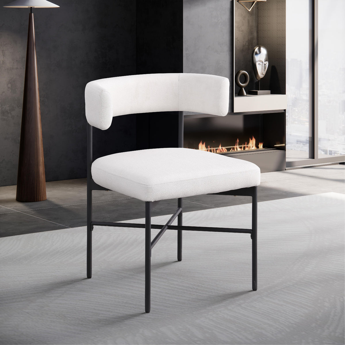 Meridian Rivage Cream Durable Linen Textured Fabric Dining Chair