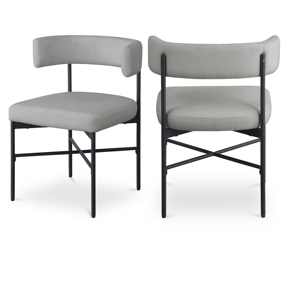 Meridian Rivage Light Grey Durable Linen Textured Fabric Dining Chair