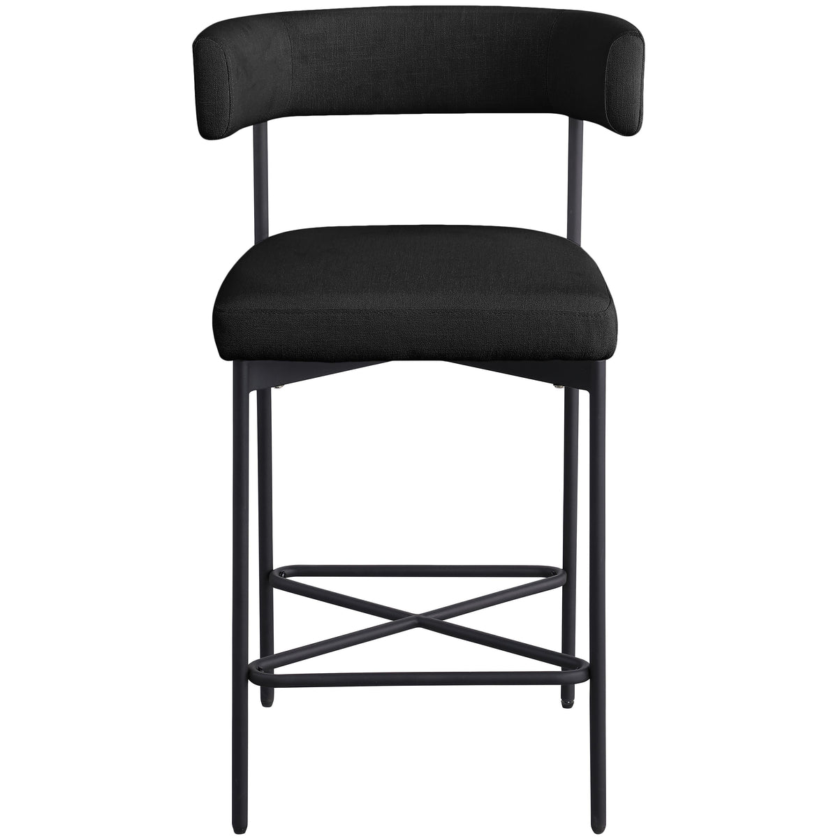 Meridian Rivage Black Durable Linen Textured Fabric Stool