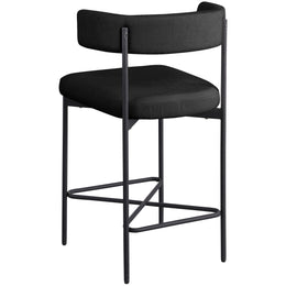 Meridian Rivage Black Durable Linen Textured Fabric Stool