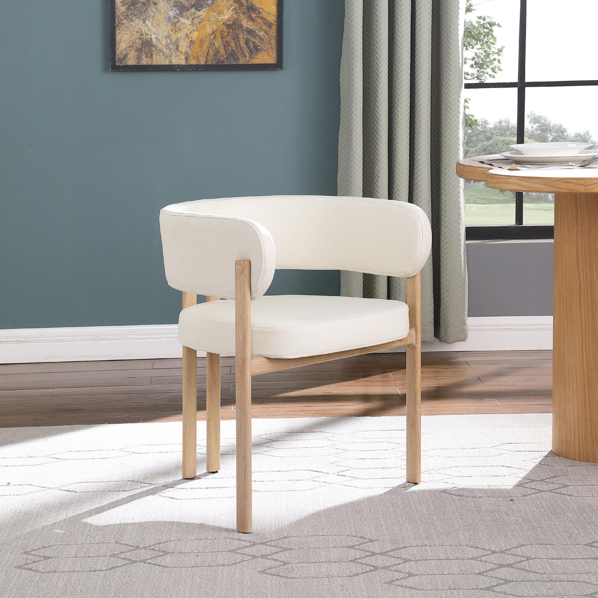 Meridian Gideon Cream Vegan Leather Dining Chair