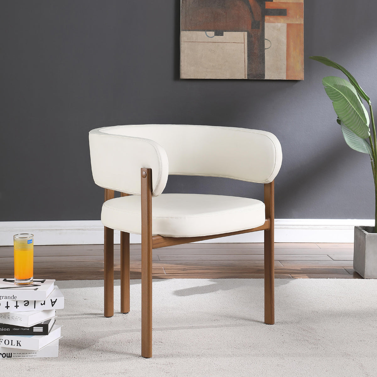 Meridian Gideon Cream Vegan Leather Dining Chair