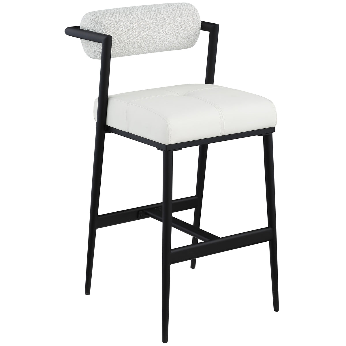 Meridian Stryker Cream Boucle Fabric and Vegan Leather Stool