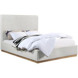 Meridian Alfie Cream Linen Textured Fabric Full Bed