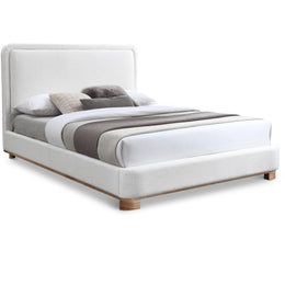 Meridian Nolita Cream Linen Textured Fabric Queen Bed