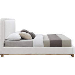 Meridian Nolita Cream Linen Textured Fabric Queen Bed