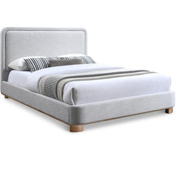 Meridian Nolita Grey Linen Textured Fabric King Bed