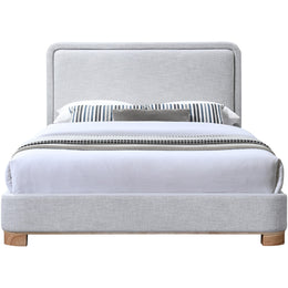 Meridian Nolita Grey Linen Textured Fabric King Bed