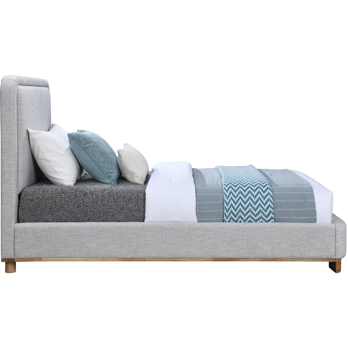 Meridian Nolita Grey Linen Textured Fabric Twin Bed