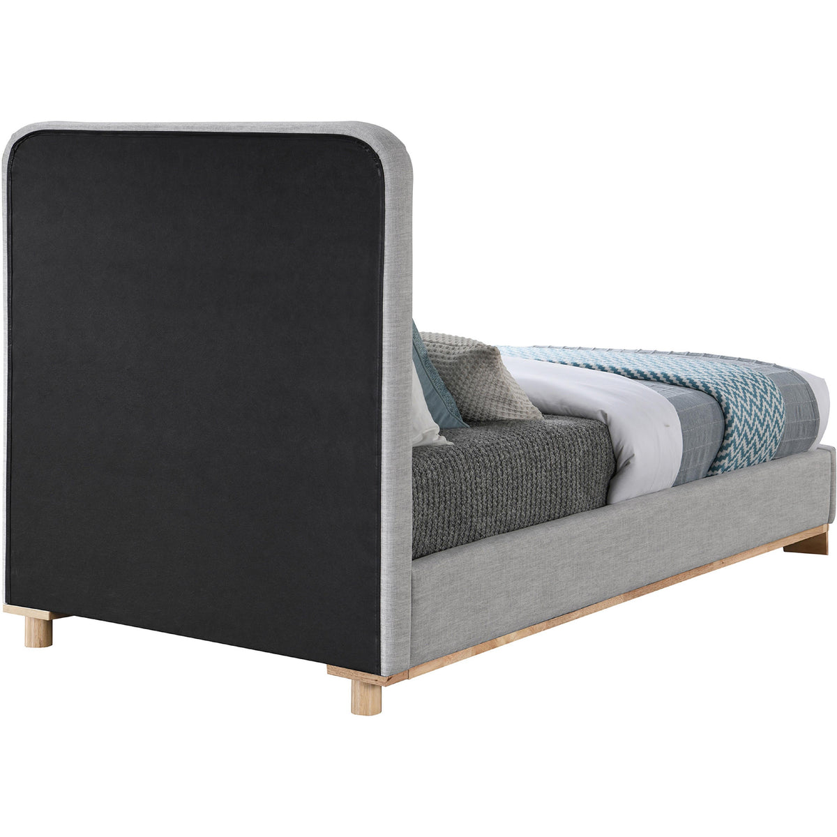 Meridian Nolita Grey Linen Textured Fabric Twin Bed