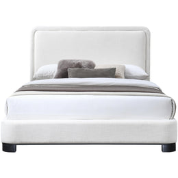 Meridian Nolita Cream Linen Textured Fabric King Bed
