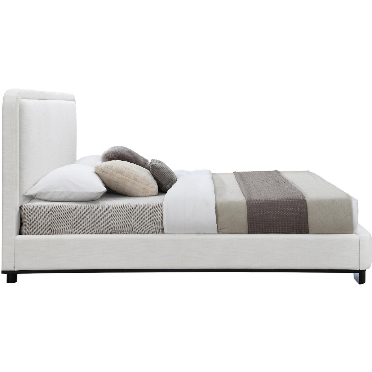 Meridian Nolita Cream Linen Textured Fabric King Bed