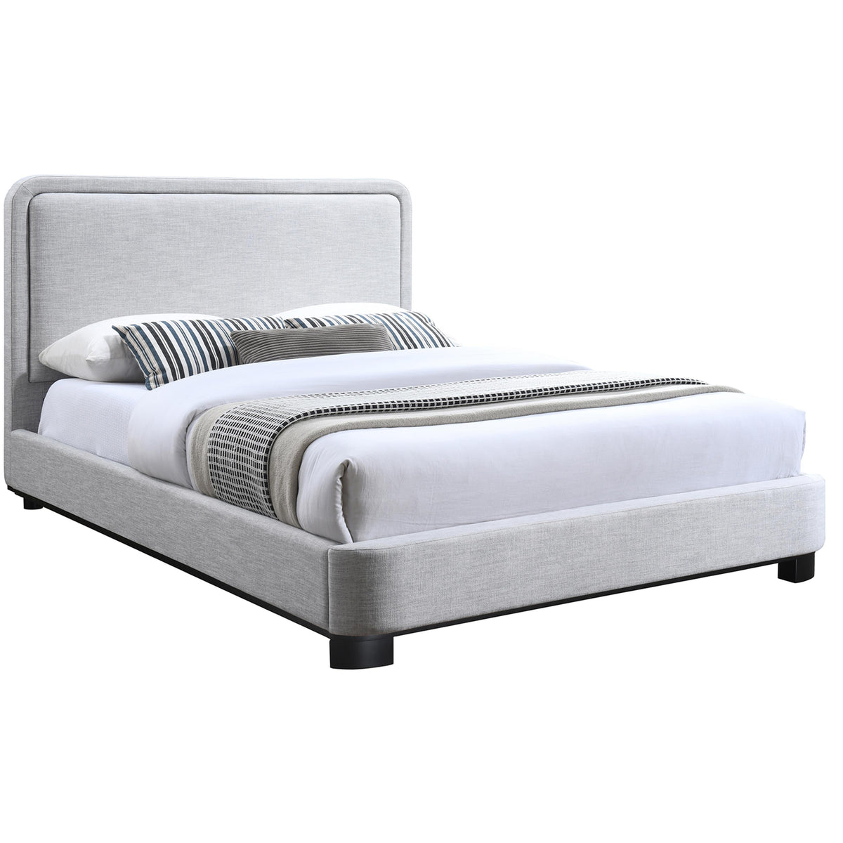 Meridian Nolita Grey Linen Textured Fabric Full Bed