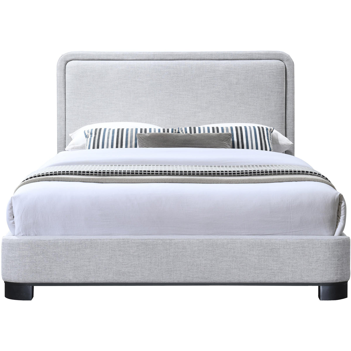 Meridian Nolita Grey Linen Textured Fabric King Bed