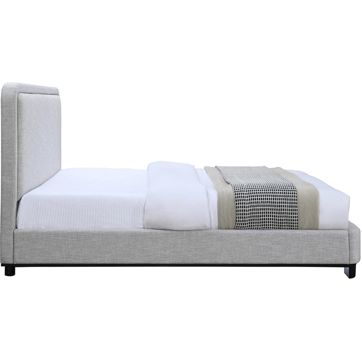 Meridian Nolita Grey Linen Textured Fabric Queen Bed