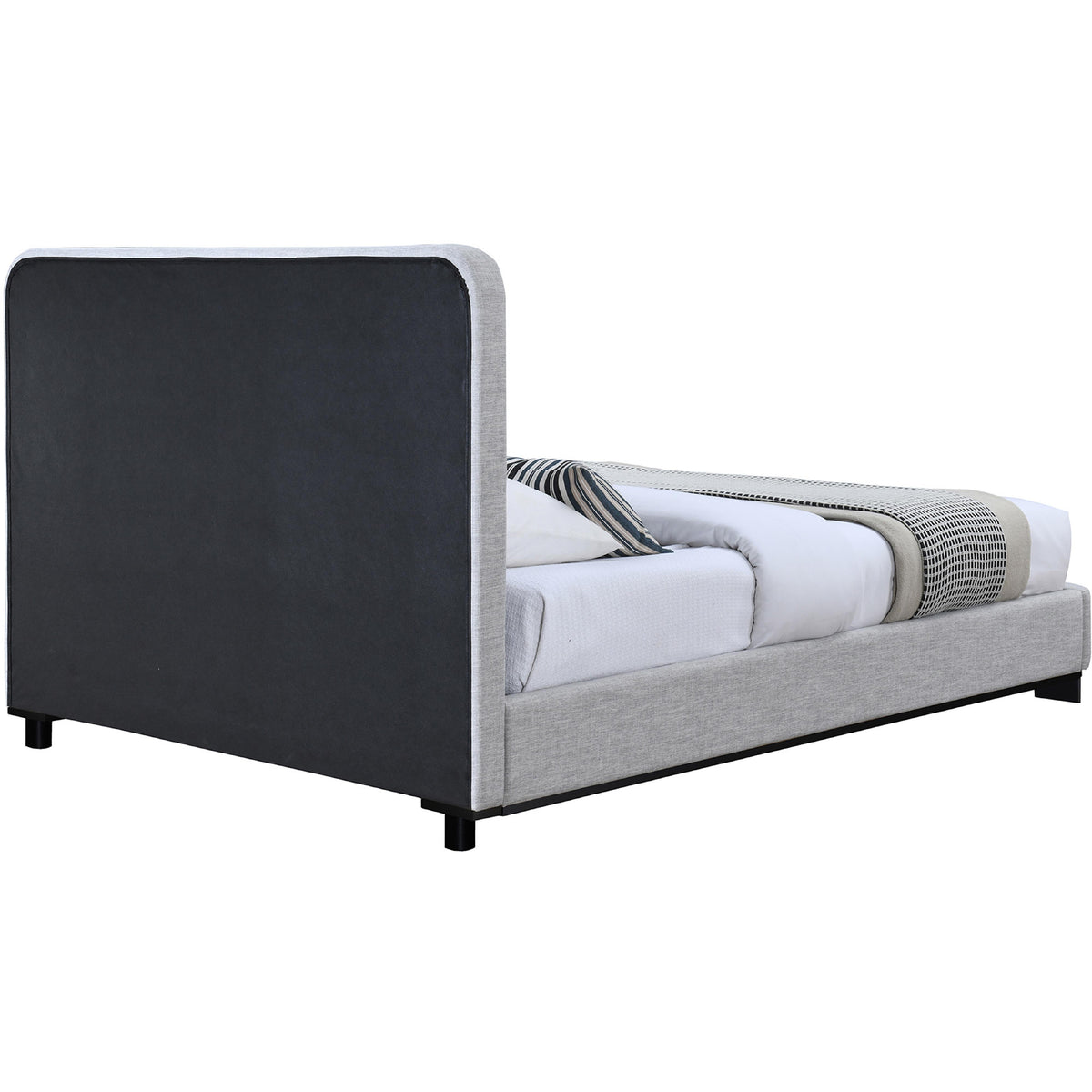 Meridian Nolita Grey Linen Textured Fabric Queen Bed