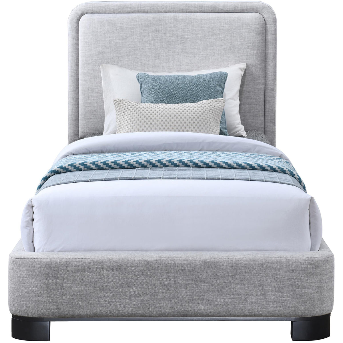 Meridian Nolita Grey Linen Textured Fabric Twin Bed