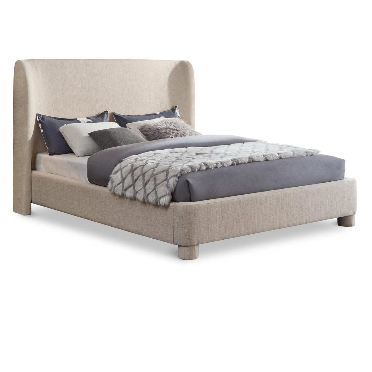 Meridian Penny Beige Polyester Fabric Full Bed