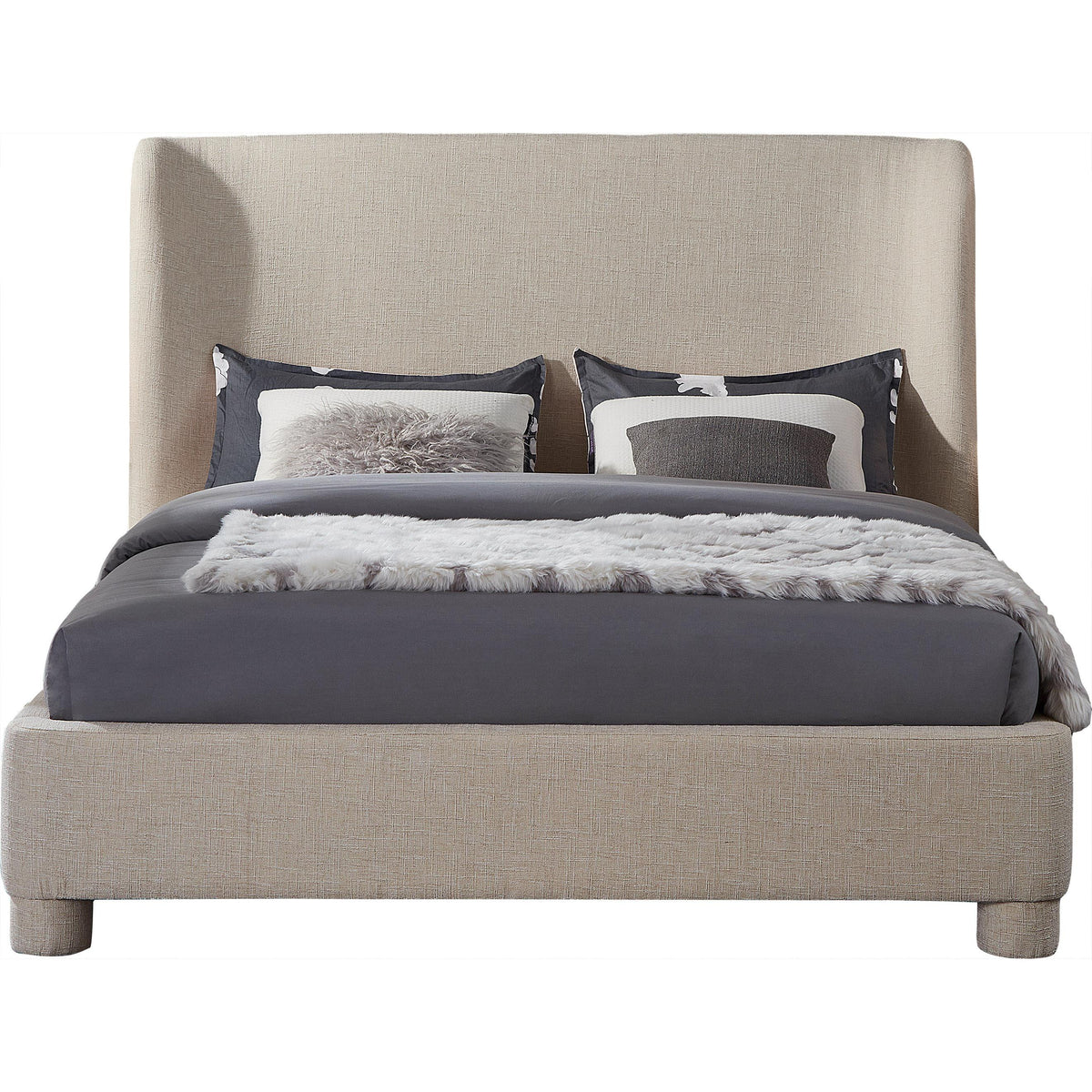 Meridian Penny Beige Polyester Fabric Full Bed