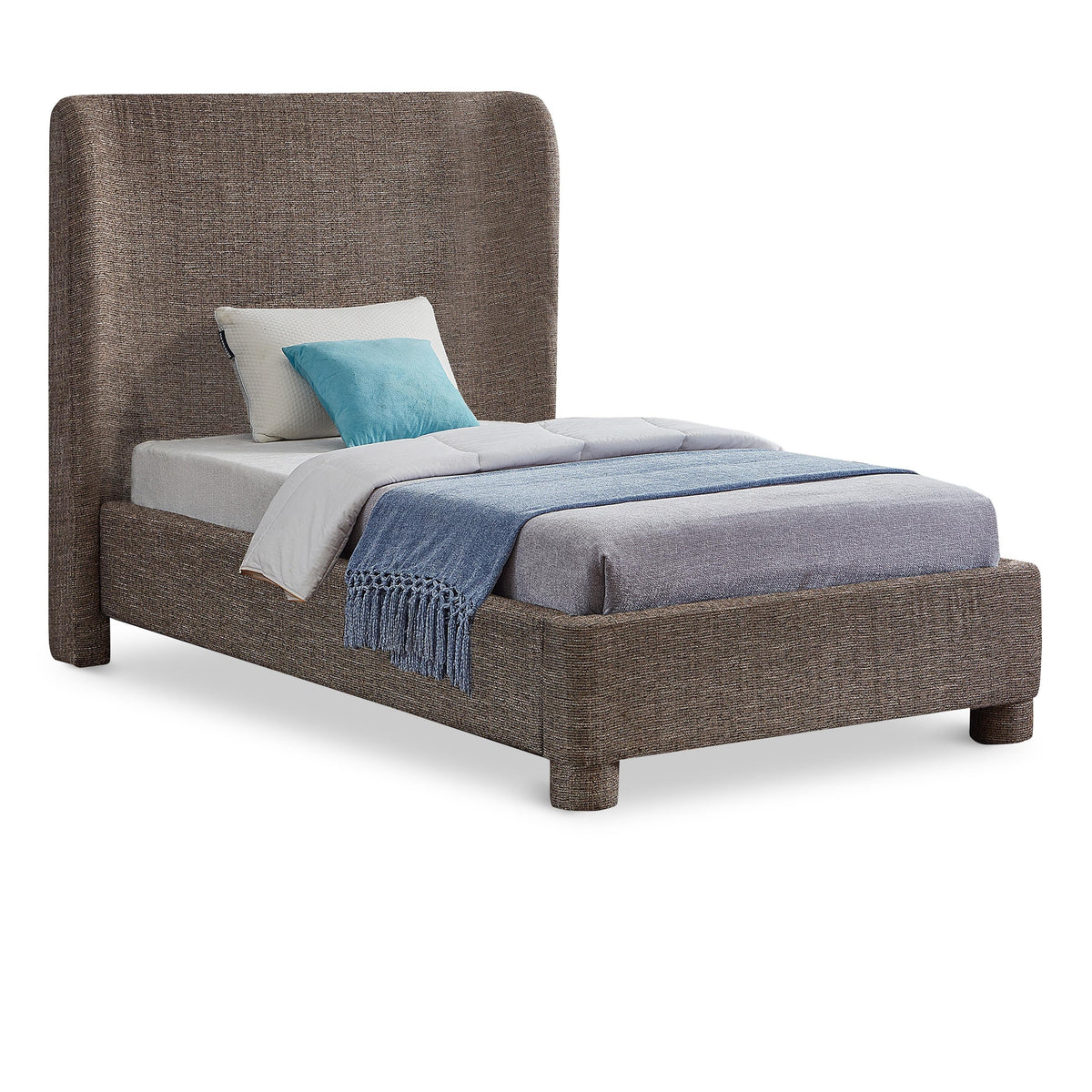 Meridian Penny Brown Polyester Fabric Twin Bed