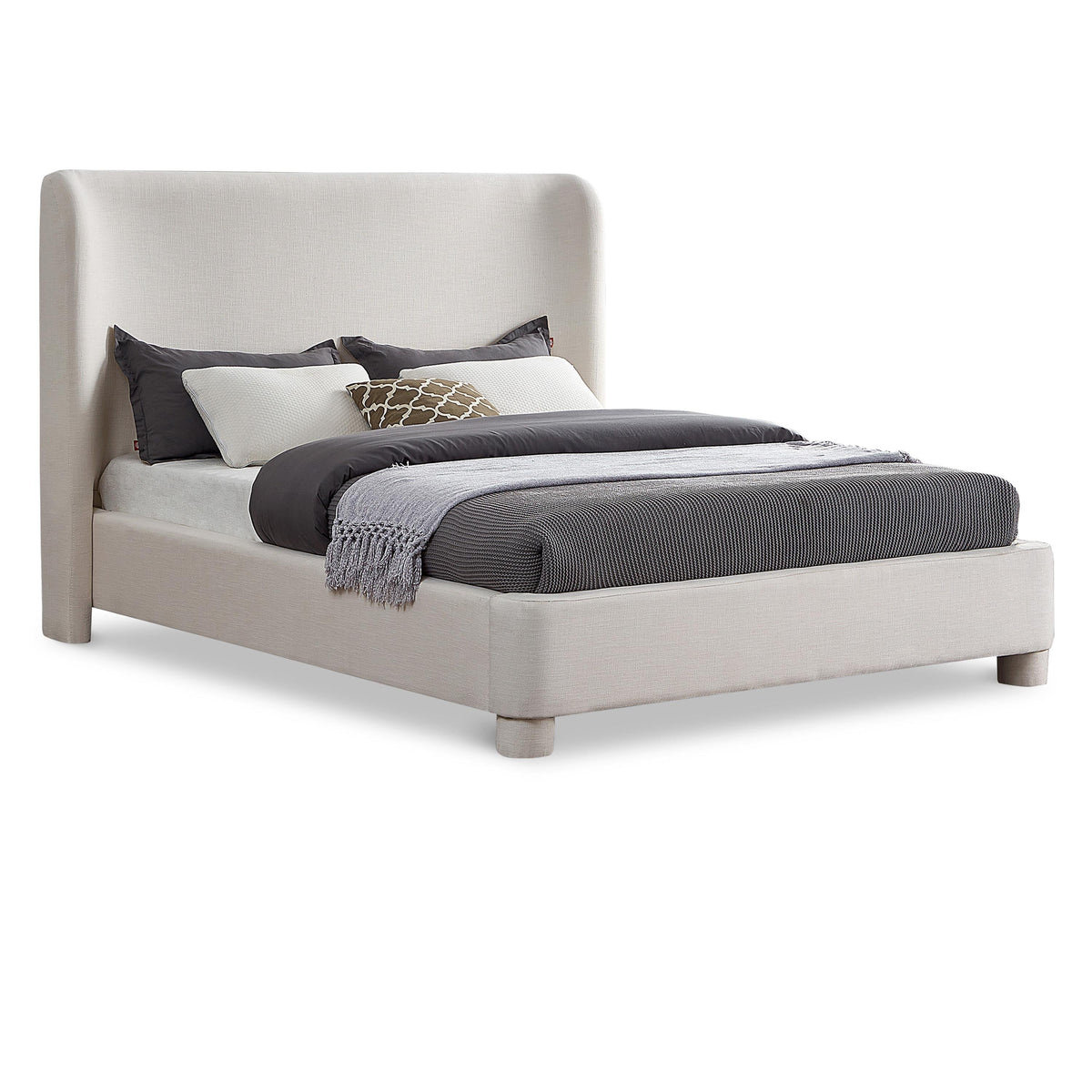 Meridian Penny Cream Linen Textured Fabric Full Bed