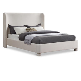 Meridian Penny Cream Linen Textured Fabric King Bed