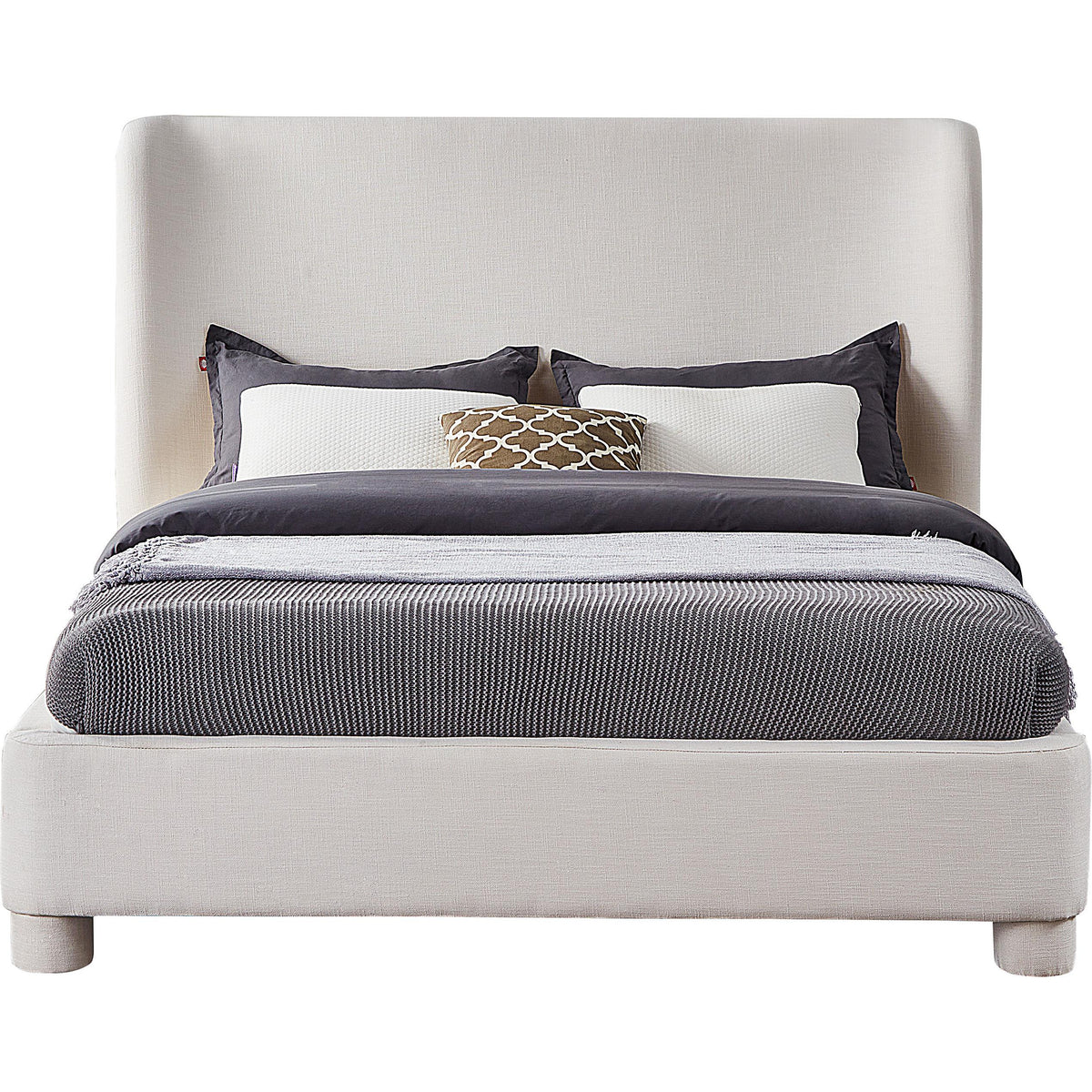 Meridian Penny Cream Linen Textured Fabric King Bed