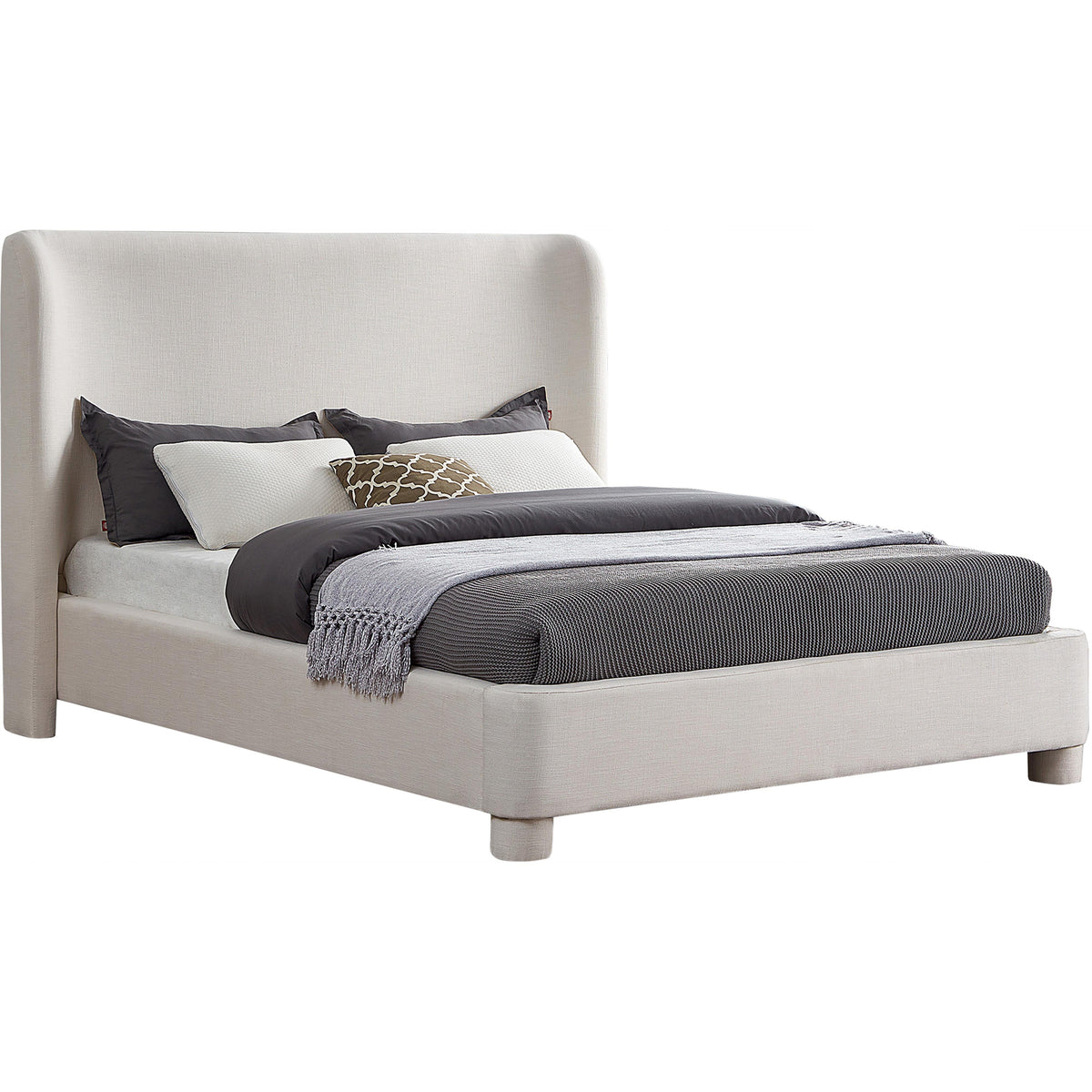 Meridian Penny Cream Linen Textured Fabric King Bed