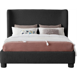 Meridian Penny Black Boucle Fabric King Bed
