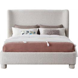 Meridian Penny Cream Boucle Fabric Queen Bed