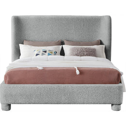 Meridian Penny Grey Boucle Fabric Full Bed