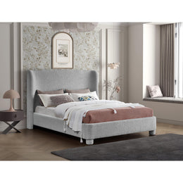 Meridian Penny Grey Boucle Fabric King Bed