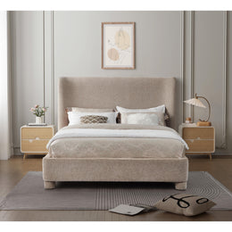 Meridian Penny Beige Chenille Fabric King Bed