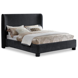 Meridian Penny Black Chenille Fabric King Bed