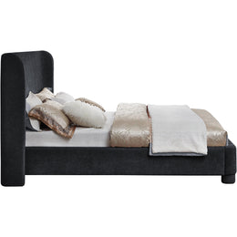 Meridian Penny Black Chenille Fabric King Bed