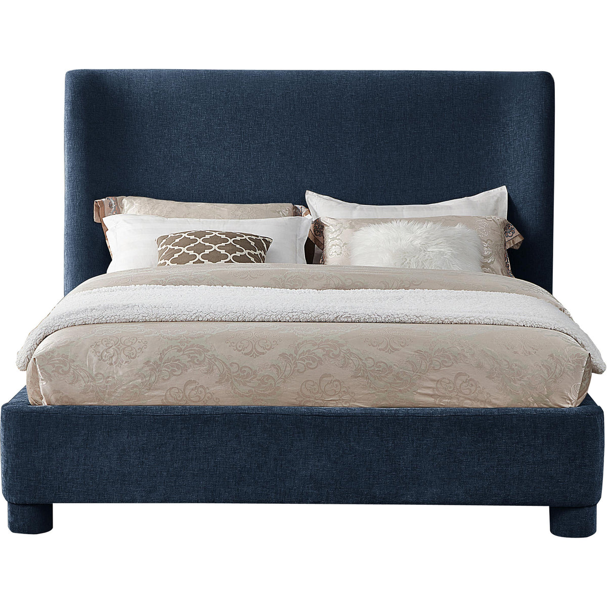 Meridian Penny Navy Chenille Fabric Full Bed