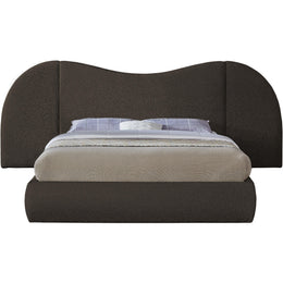 Meridian Everest Brown Boucle Fabric Queen Bed (3 Boxes)
