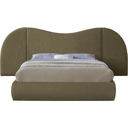 Meridian Everest Olive Green Boucle Fabric Queen Bed (3 Boxes)
