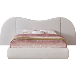Meridian Everest Cream Linen Textured Fabric Queen Bed (3 Boxes)