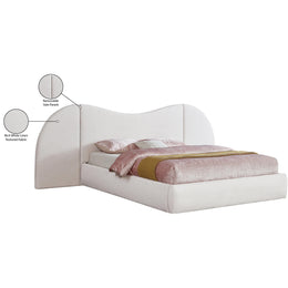 Meridian Everest White Linen Textured Fabric King Bed (3 Boxes)