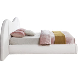 Meridian Everest White Linen Textured Fabric Queen Bed (3 Boxes)